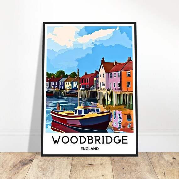 Woodbridge Travel Print Suffolk Poster English Art England Lover Gift Wall Hanging Town Illustration Home Office Decor