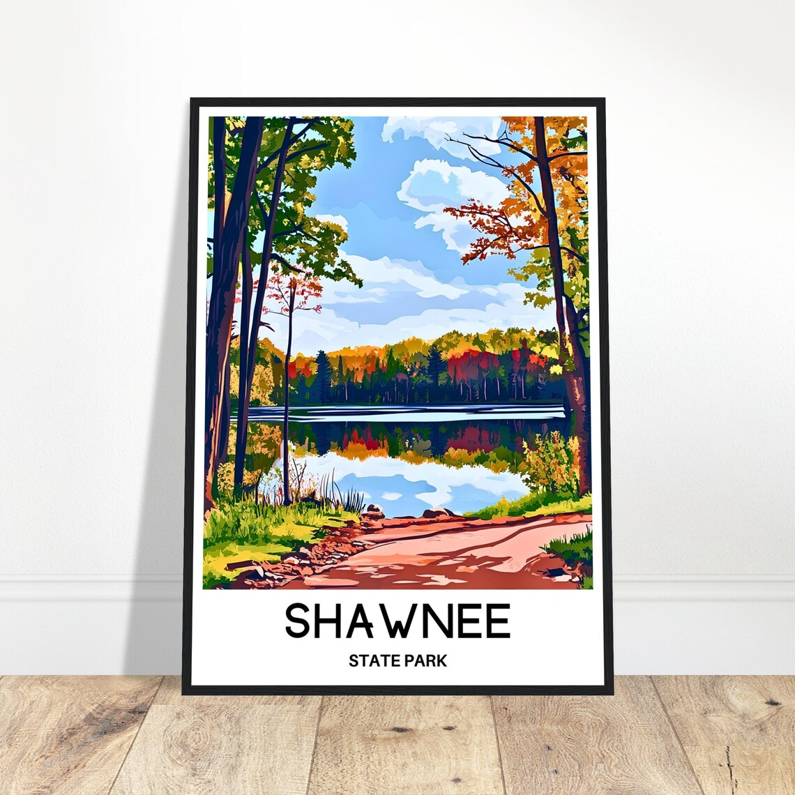 Shawnee State Park Ohio Autumn Lake Foliage Reflection Travel Poster