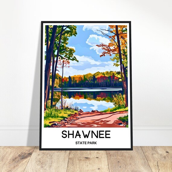 Shawnee State Park Travel Print Poster Art Ohio Lover Gift Wall Hanging Illustration Home Office Room Desk Decor