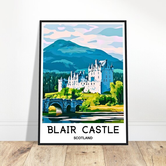 Blair Castle Travel Print Poster Scottish Art Scotland Lover Gift Wall Hanging Illustration Home Office Room Desk Decor