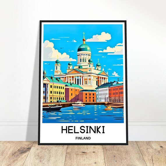 Helsinki Travel Print Poster Finnish Art Finland Lover Gift Wall Hanging Home Office Desk Decor City Illustration