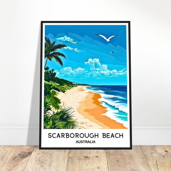 Scarborough Beach Travel Print Poster Illustration Australian Art Australia Lover Gift Wall Hanging Home Decor