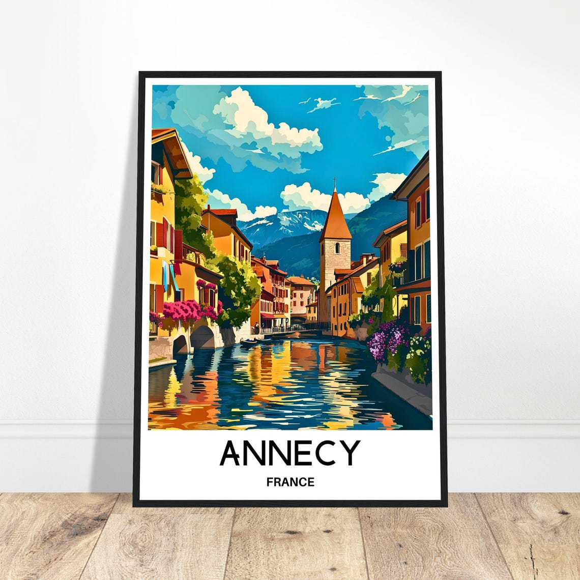 Annecy Travel Print Poster French Art France Lover Gift Wall Hanging Home Office Desk Decor City Illustration