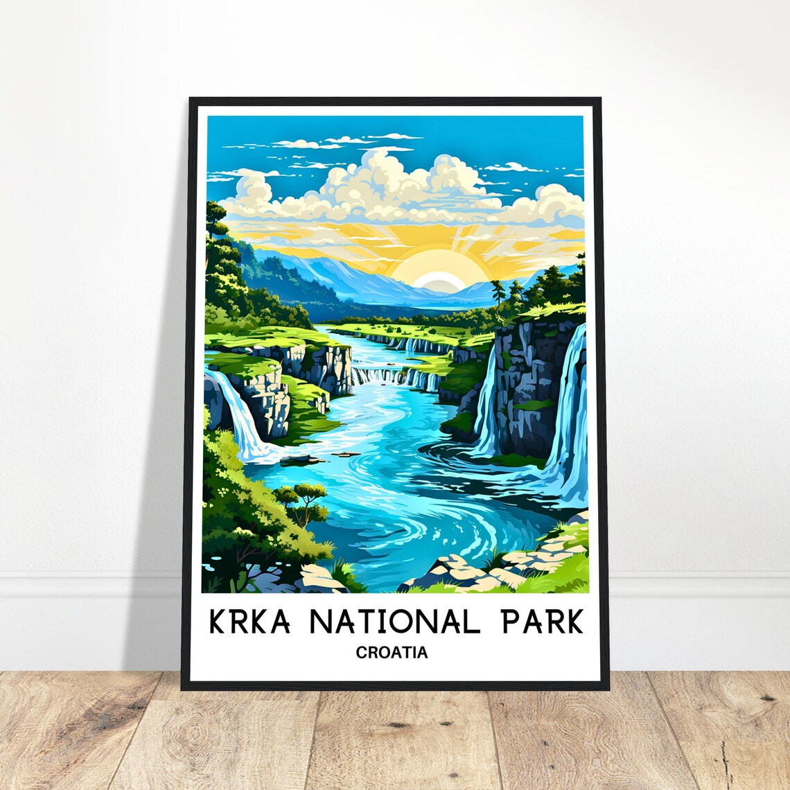 Krka National Park Croatia Waterfall Sunrise River Nature Poster