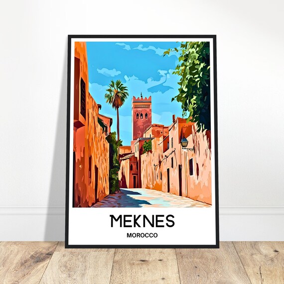 Meknes Travel Print Meknes Poster Moroccan Art Print Morocco Lover Gift Wall Hanging Art Meknes City Illustration Home Office Desk Decor