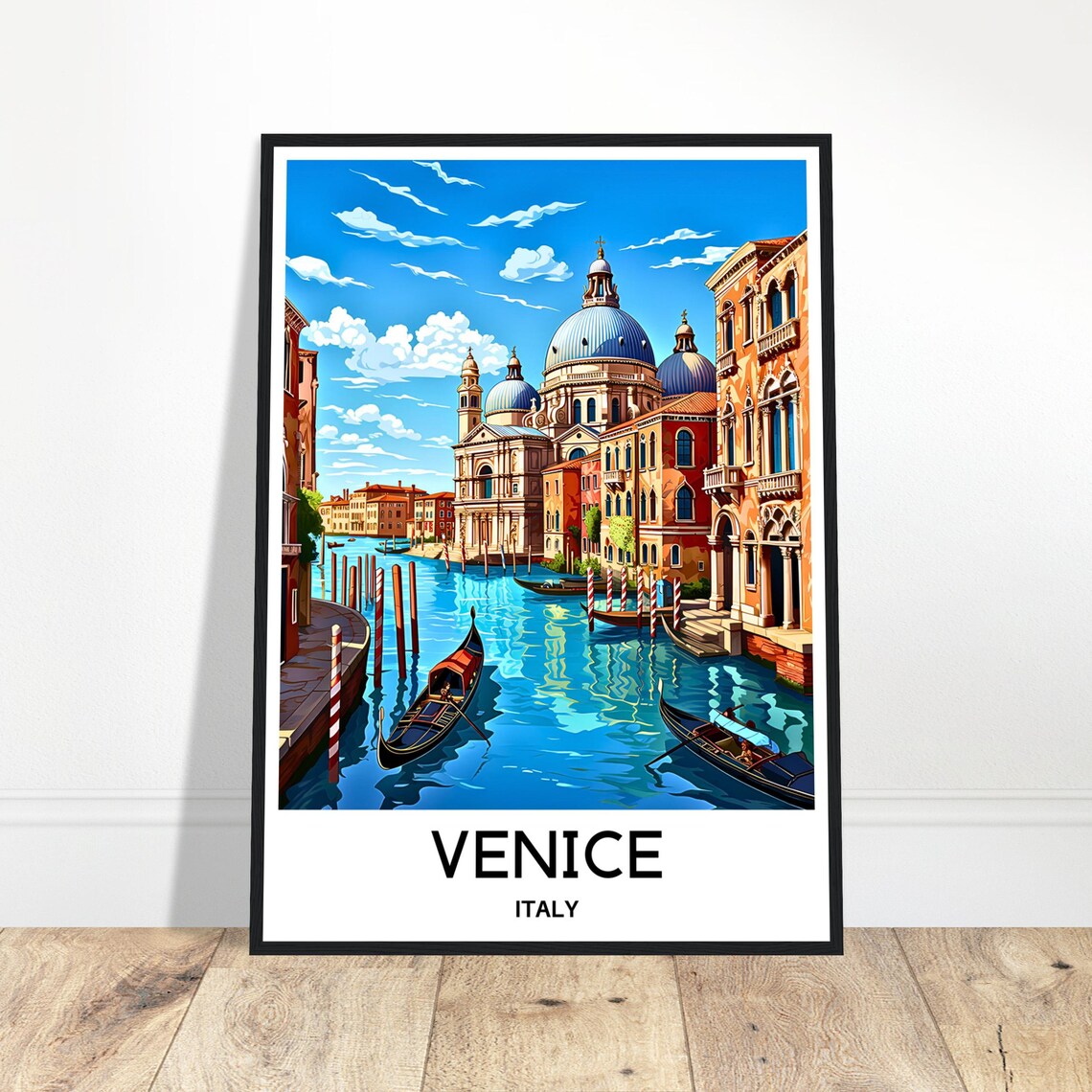 Venice Grand Canal Gondolas Italy Colorful Illustration Poster