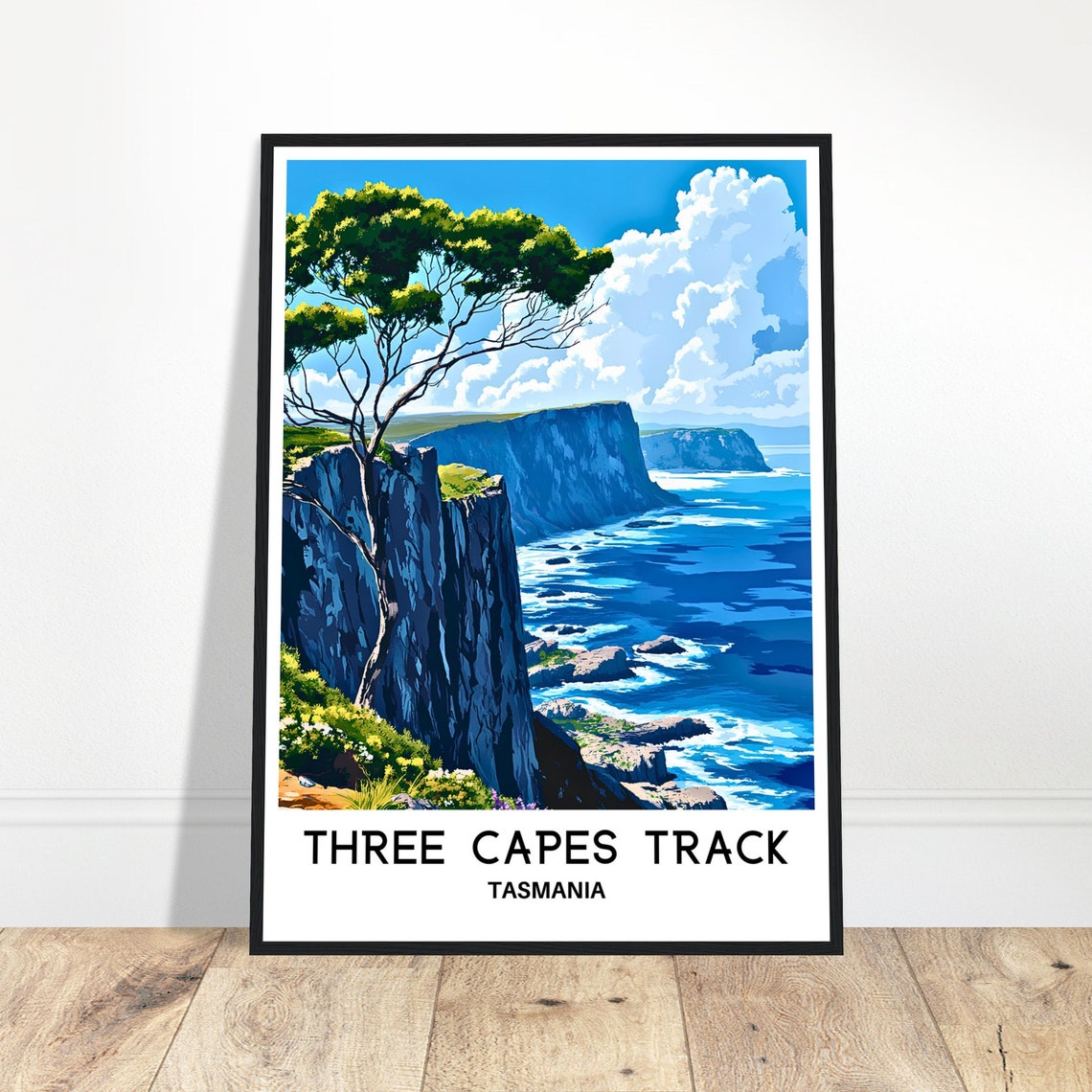 Three Capes Track Tasmania Dramatic Travel Poster Sea Cliffs Coast