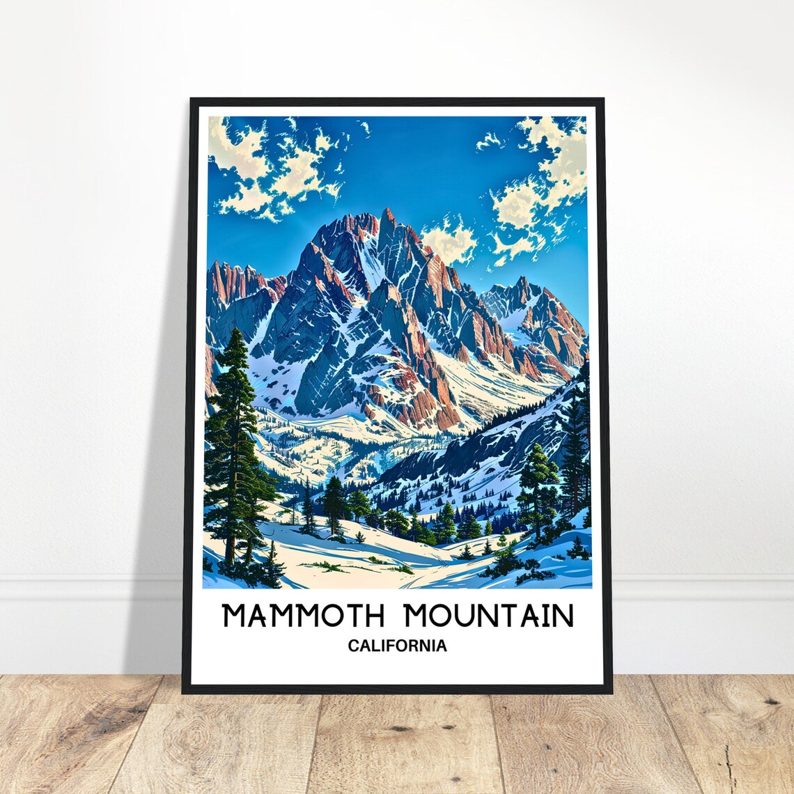 Mammoth Mountain Travel Print Poster Art Lover Gift Wall Hanging Illustration Home Decor
