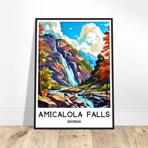 Amicalola Falls State Park Travel Print Poster Art Georgia Lover Gift Wall Hanging Illustration Home Office Decor