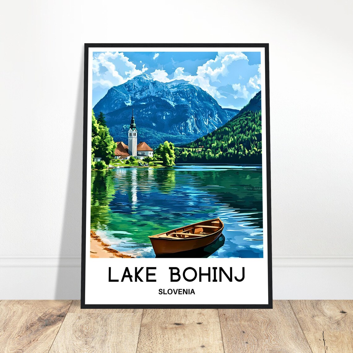Lake Bohinj Travel Print Lake Bohinj Poster Slovenian Art Print Slovenia Lover Gift Wall Hanging Home Office Decor Lake Bohinj Illustration