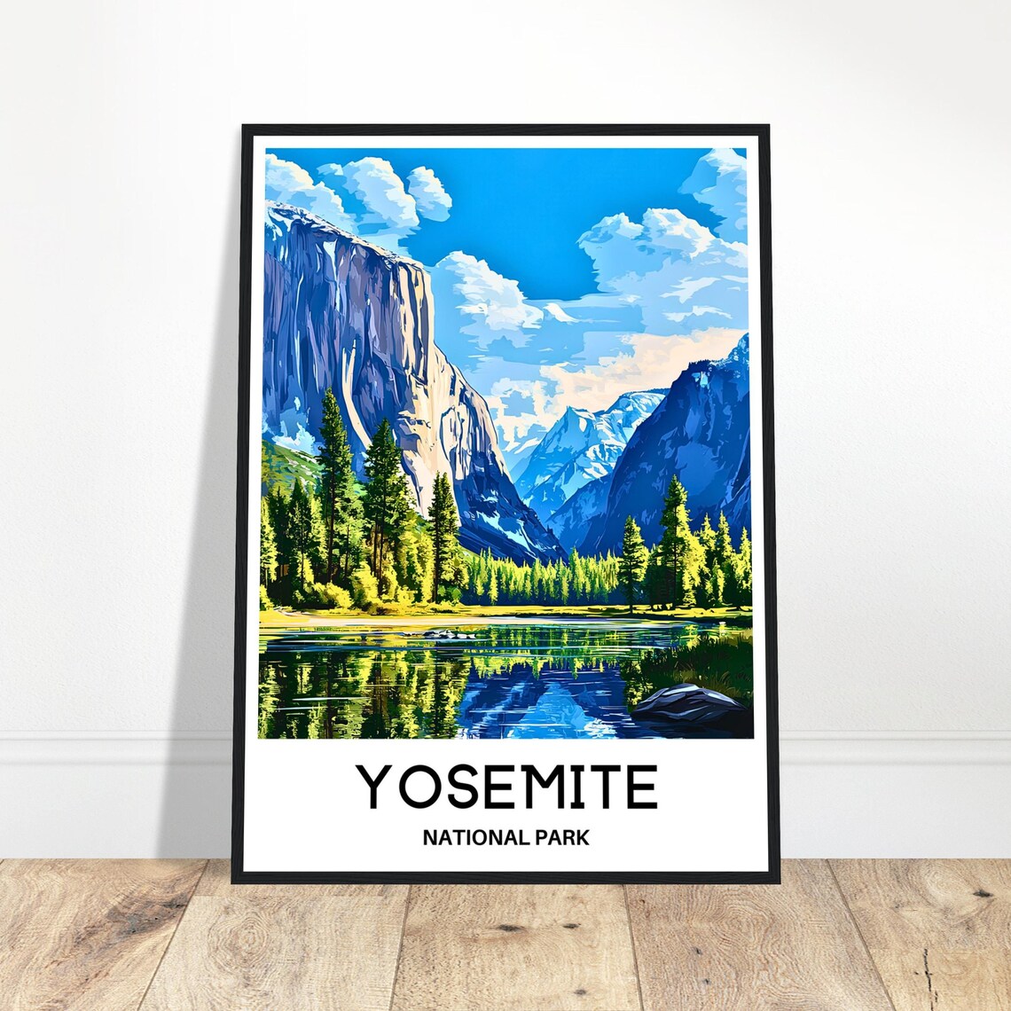 Yosemite National Park El Capitan Valley Reflection Vintage Travel Poster