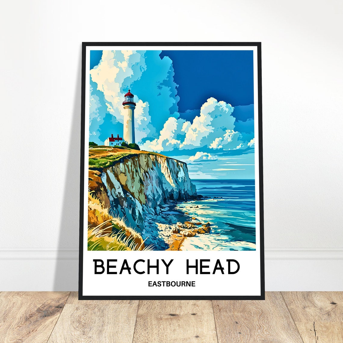 Beachy Head Eastbourne Lighthouse Chalk Cliffs Travel Art Poster