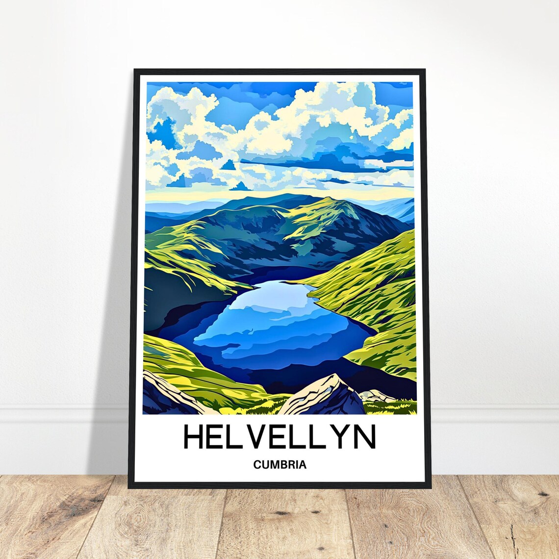 Helvellyn Cumbria Mountain Lake And Dramatic Sky Travel Poster