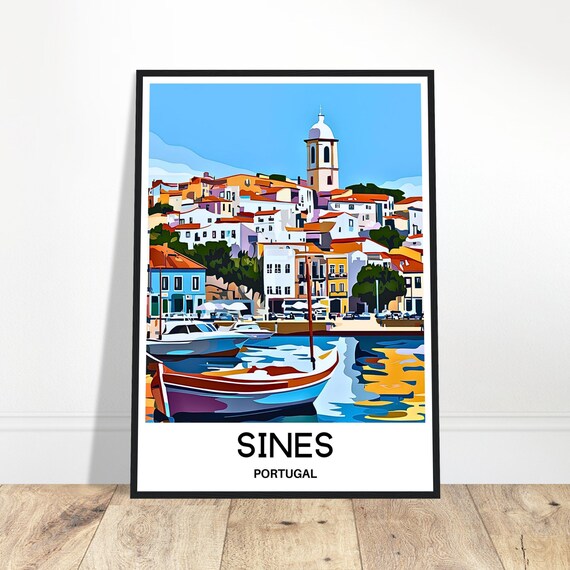 Sines Travel Print Poster Portuguese Art Portugal Lover Gift Wall Hanging Home Office Room Decor Illustration