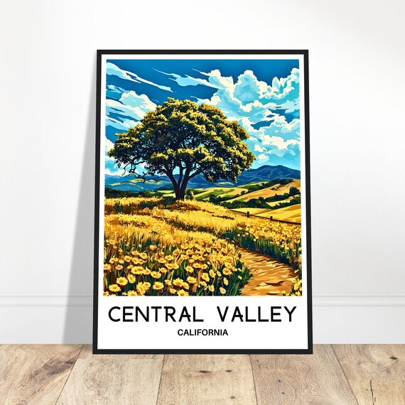 Central Valley Travel Print Poster Art Lover Gift Wall Hanging Home Office Decor Illustration