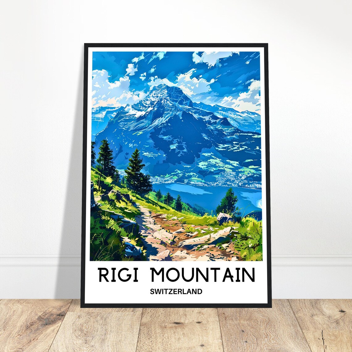 Rigi Mountain Travel Poster, Swiss Landscape Art Print