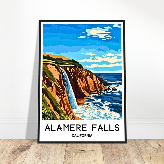 Alamere Falls Travel Print Poster Art Lover Gift Wall Hanging Home Office Decor Illustration