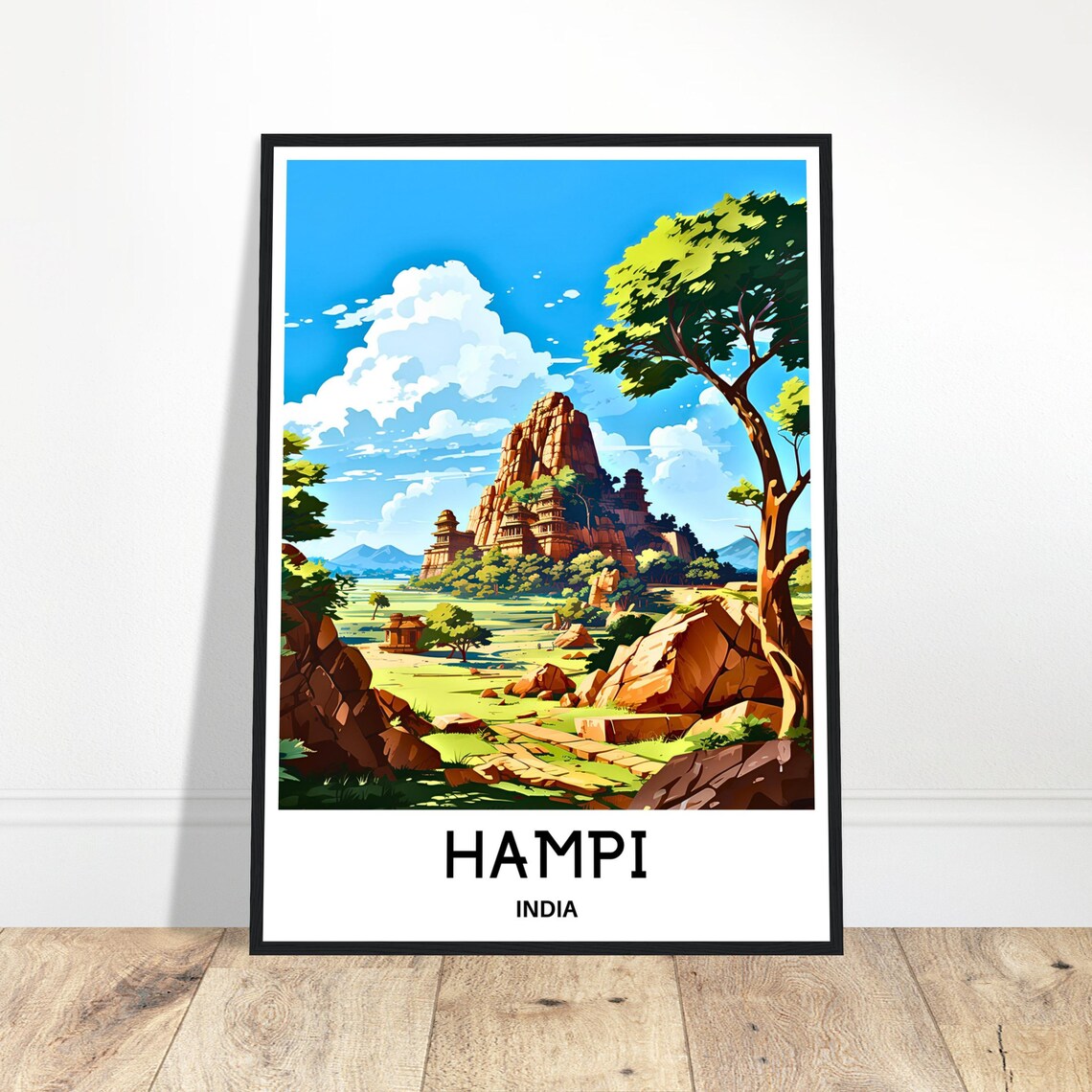 Hampi India Rocky Temples and Boulder Hills Landscape Poster