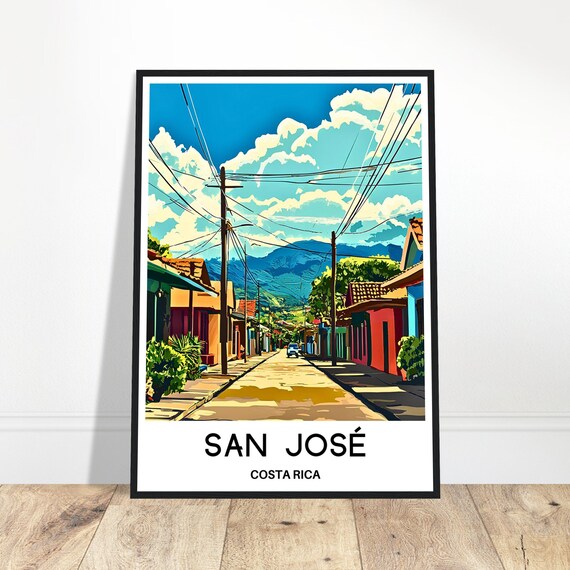 San Jose Travel Print Poster Costa Rican Art Rica Lover Gift Wall Hanging City Illustration Home Decor