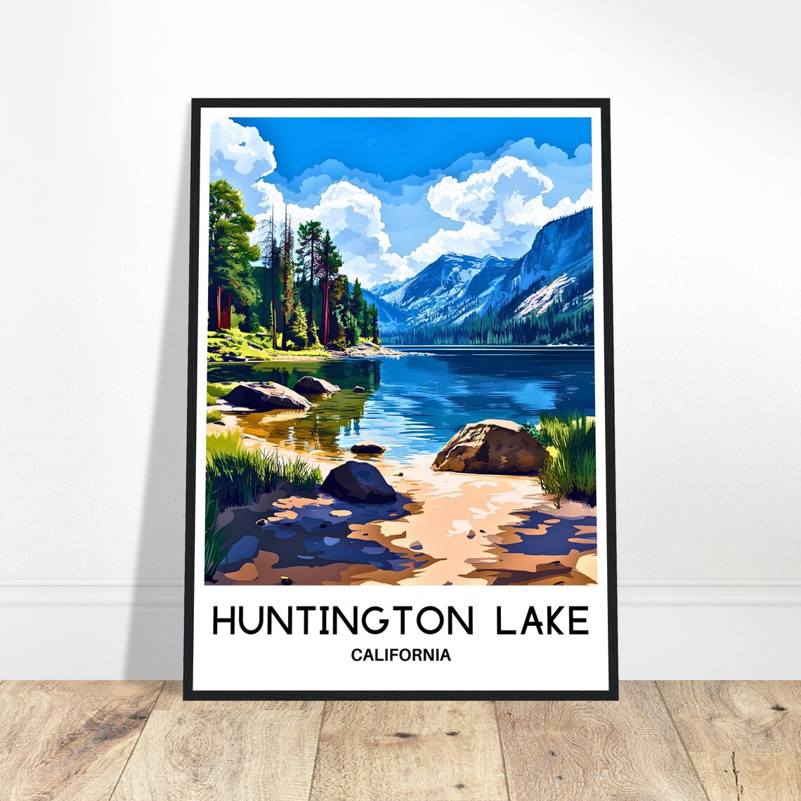Huntington Lake California Travel Mountain Shore Pines Wall Poster