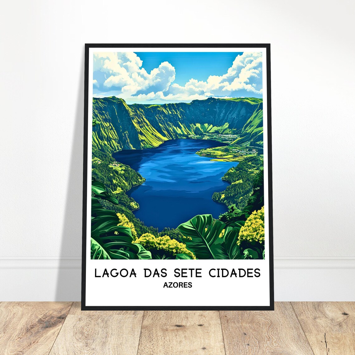 Lagoa Das Sete Cidades Azores Crater Lake Green Caldera Travel Poster