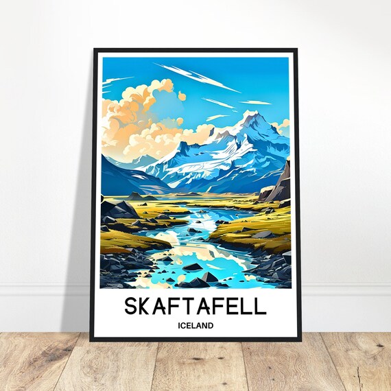 Skaftafell Travel Print Poster Icelandic Art Iceland Lover Gift Wall Hanging Home Office Decor Illustration
