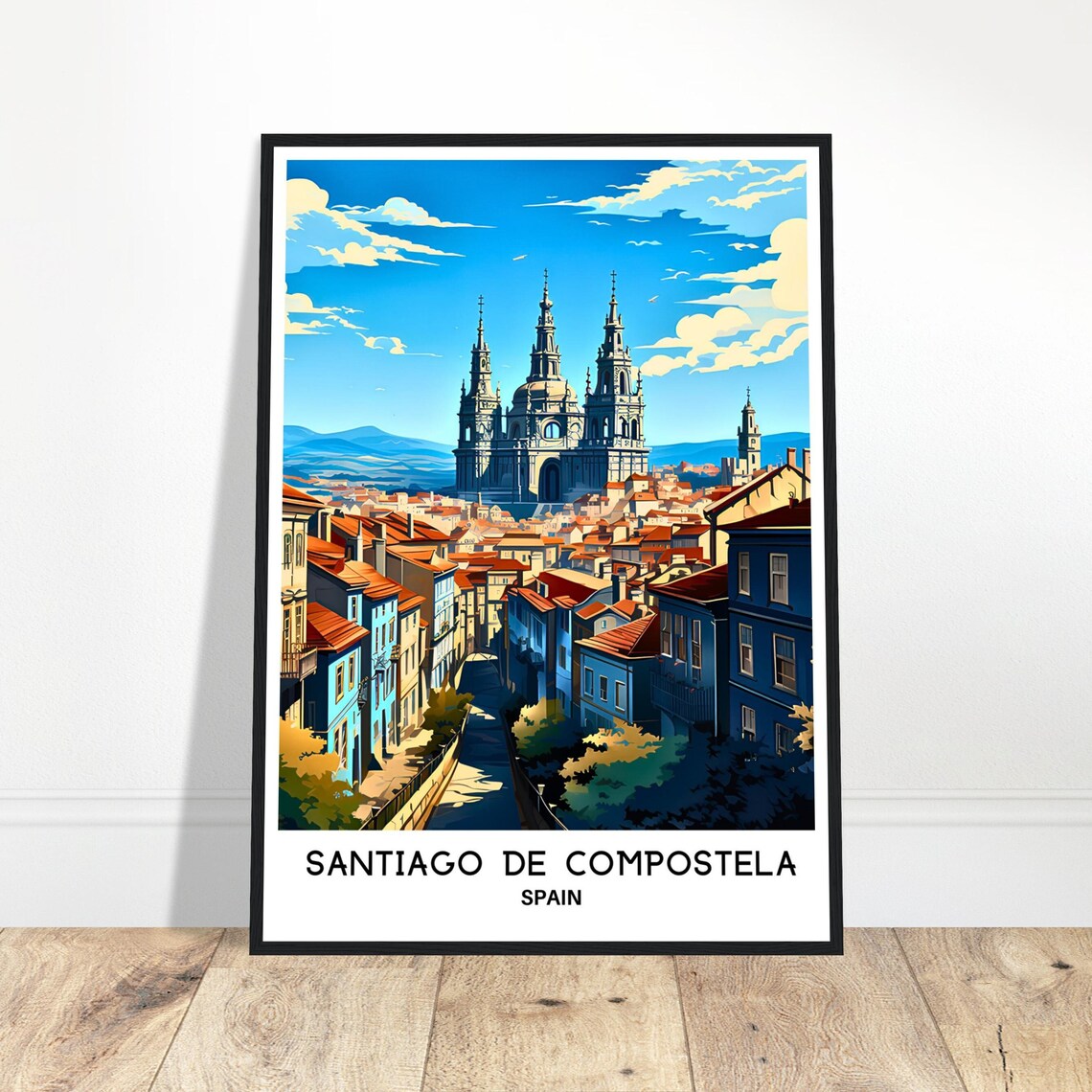 Santiago De Compostela Travel Poster, Spanish Art