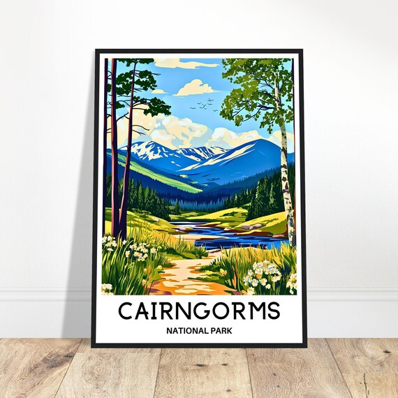 Cairngorms National Park Travel Print Poster Scottish Art Scotland Lover Gift Wall Hanging Illustration Home Office Decor