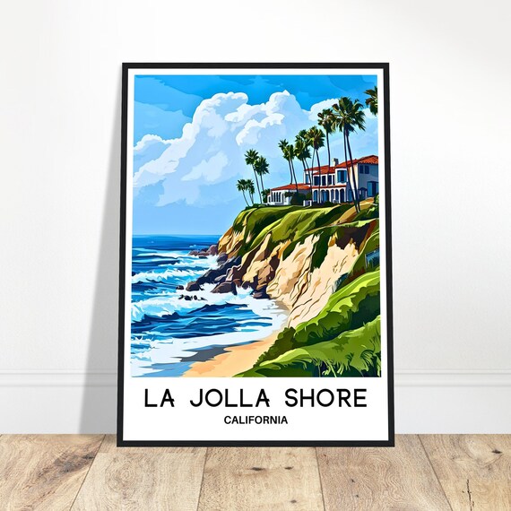 La Jolla Shore Travel Print Poster Art Lover Gift Wall Hanging Home Office Room Decor Illustration