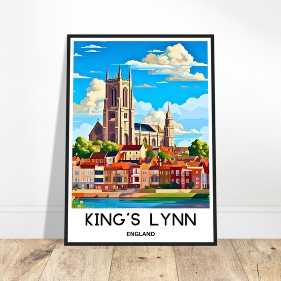Kings Lynn Travel Print Poster English Art England Lover Gift Wall Hanging City Norfolk Illustration Home Room Decor