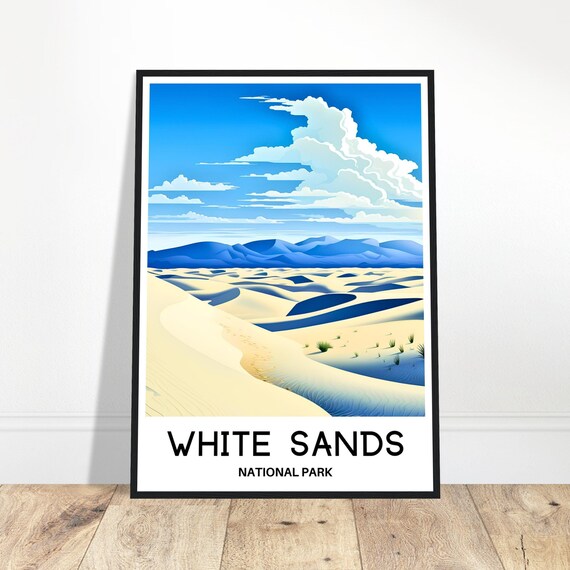 White Sands National Park Travel Print Poster Art New Mexico Lover Gift Wall Hanging Illustration Home Decor