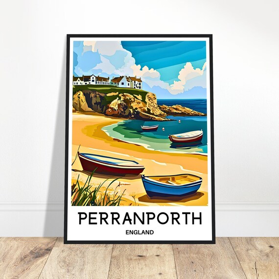Perranporth Travel Print Poster English Art England Lover Gift Wall Hanging Home Office Decor Illustration