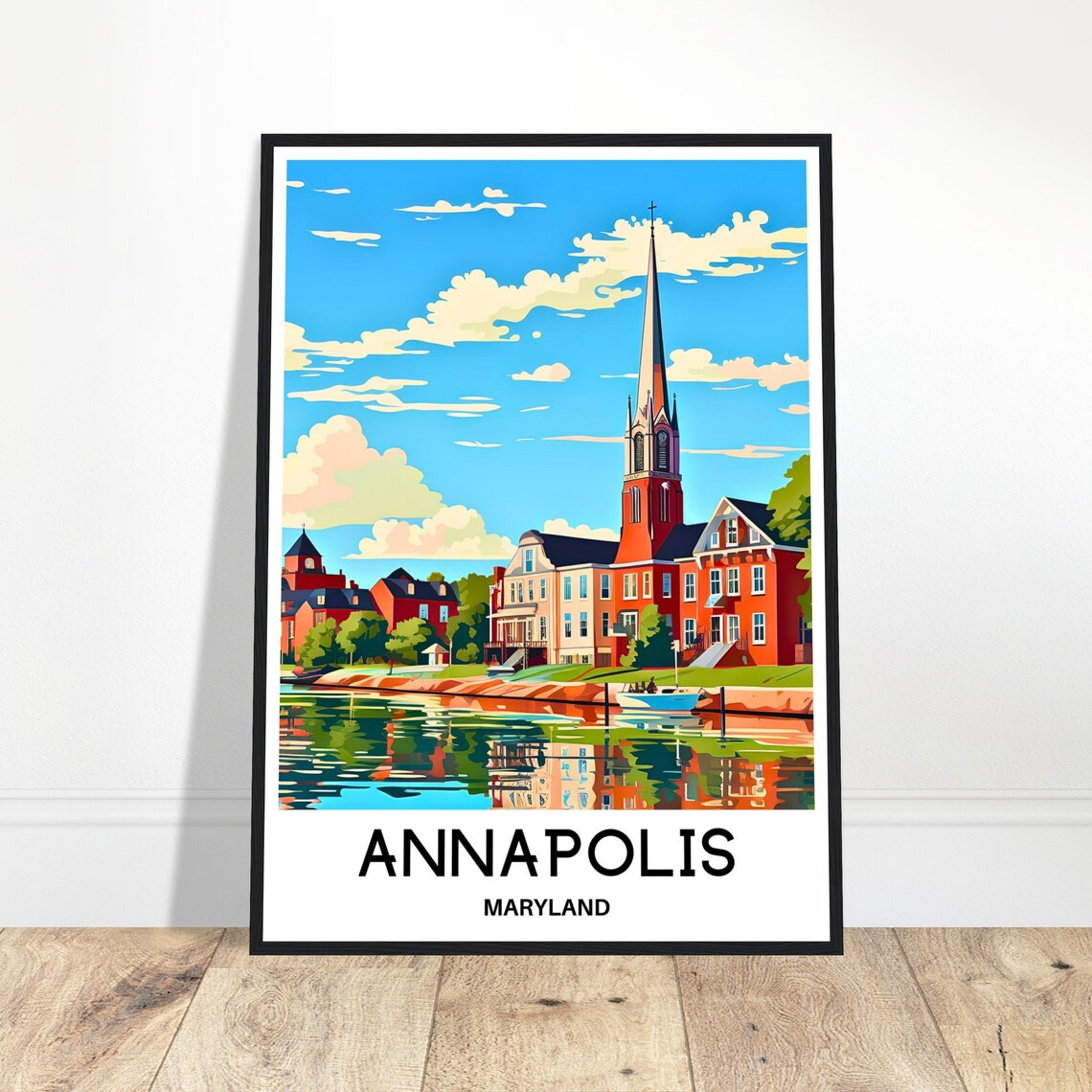 Annapolis Maryland Historic Travel Poster Church Steeple Harbor