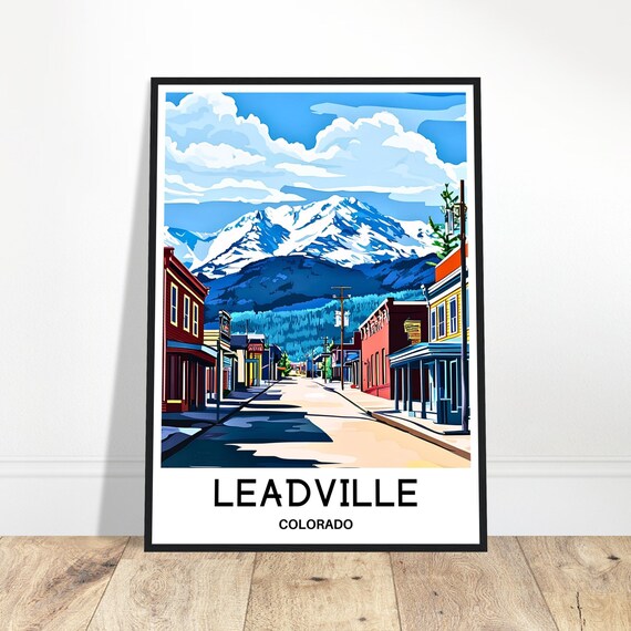 Leadville Travel Print Poster Art America Lover Gift Wall Hanging Home Office Desk Decor Colorado Illustration City