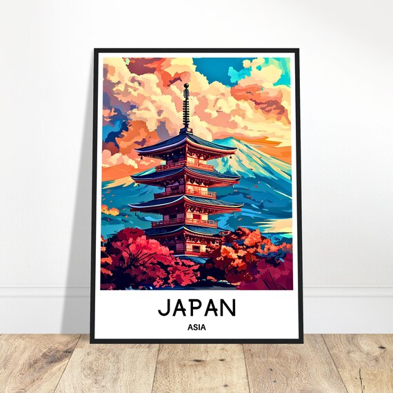 Japan Travel Print Poster Japanese Art Lover Gift Wall Hanging Home Office Desk Decor Illustration