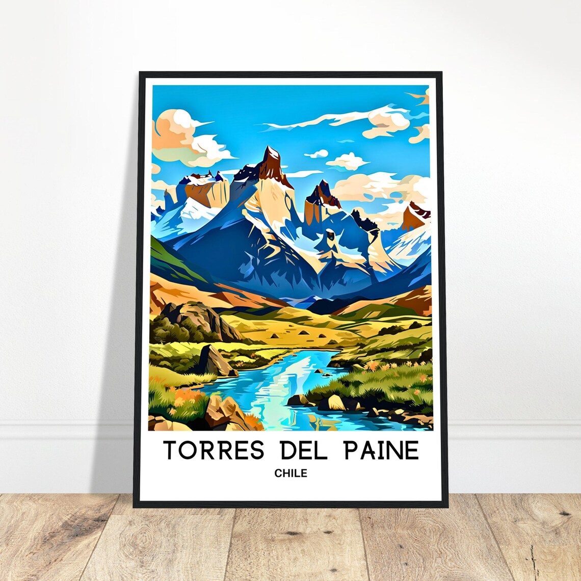 Torres Del Paine Travel Print Torres Del Paine Poster Chilean Art Print Chile Lover Gift Wall Hanging Art Torres Del Paine Illustration