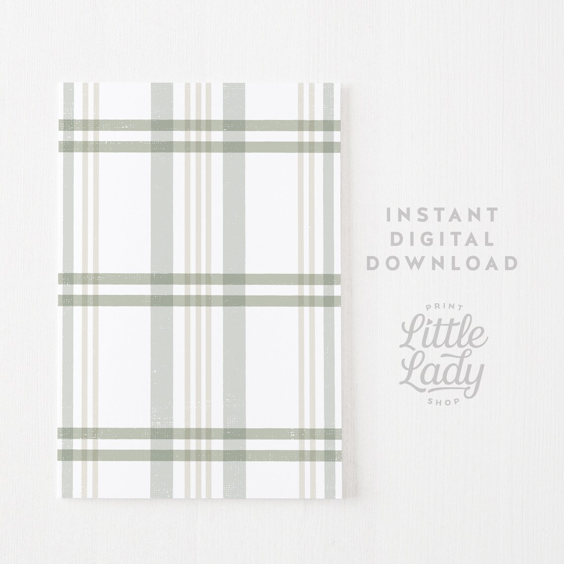 Green Plaid Winter Print, Modern Farmhouse Decor - Image 4