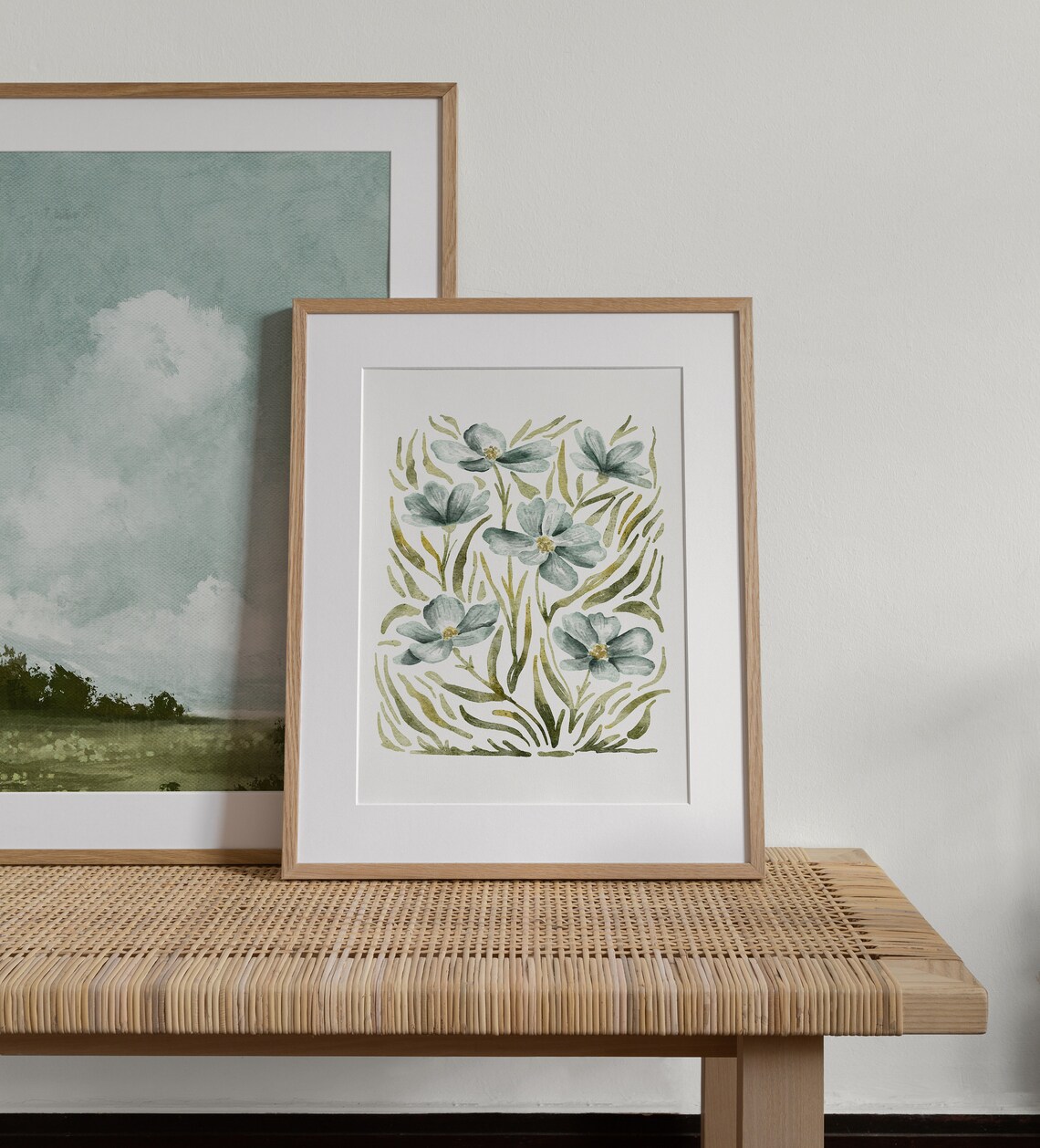Blue Wildflower Botanical Watercolour Art Print - Image 2