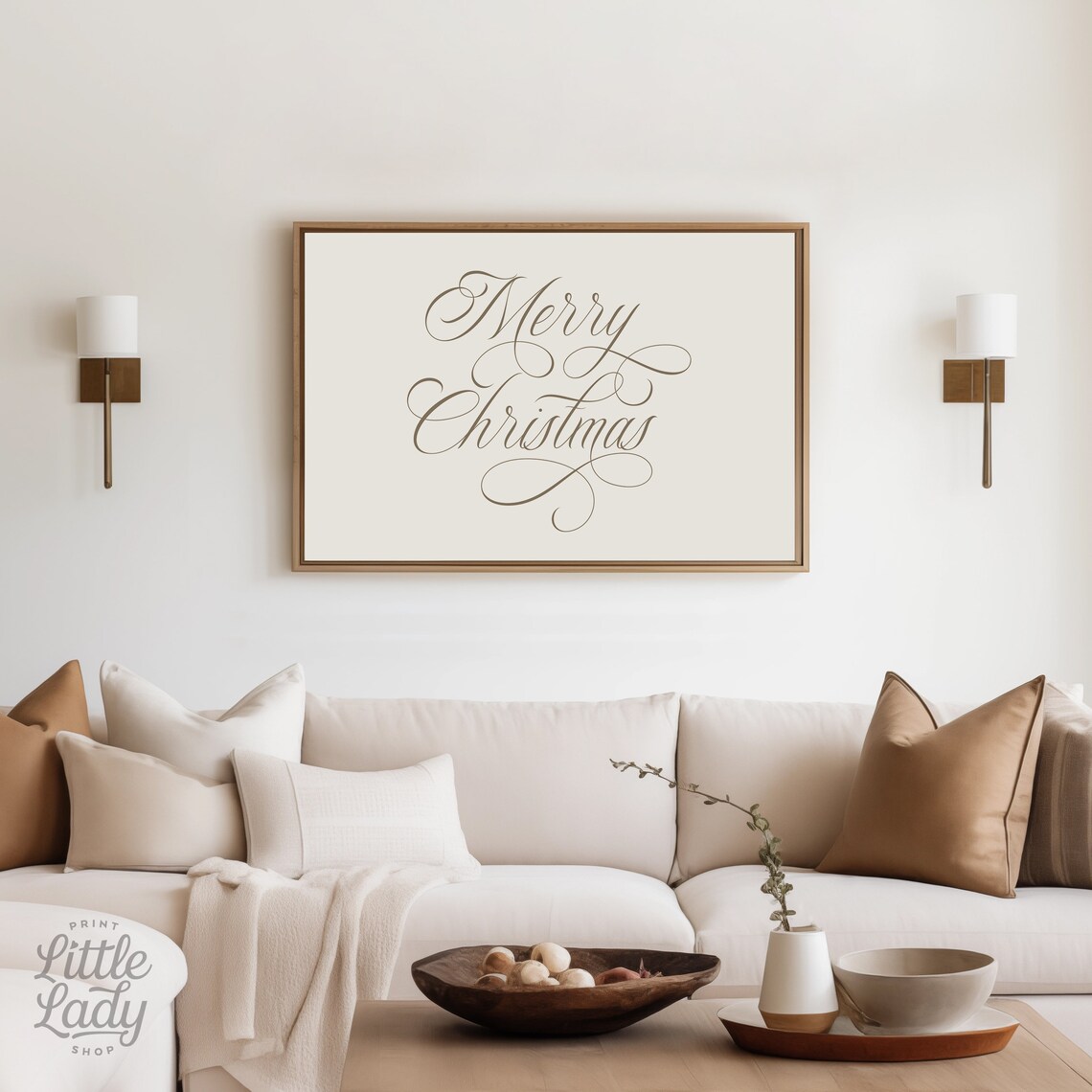 Merry Christmas Elegant Script Calligraphy Holiday Greeting Gold Poster - Image 2