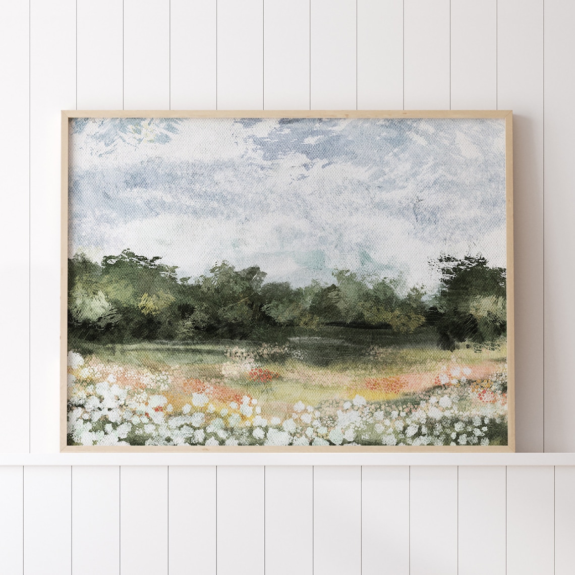 Vintage Country Landscape Art Print, Spring Fields