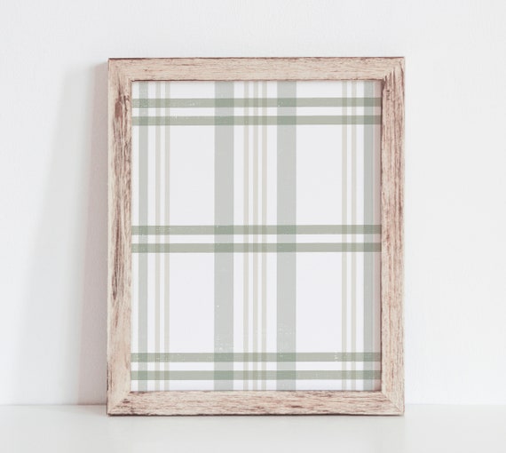 Green Plaid Winter Print, Modern Farmhouse Decor