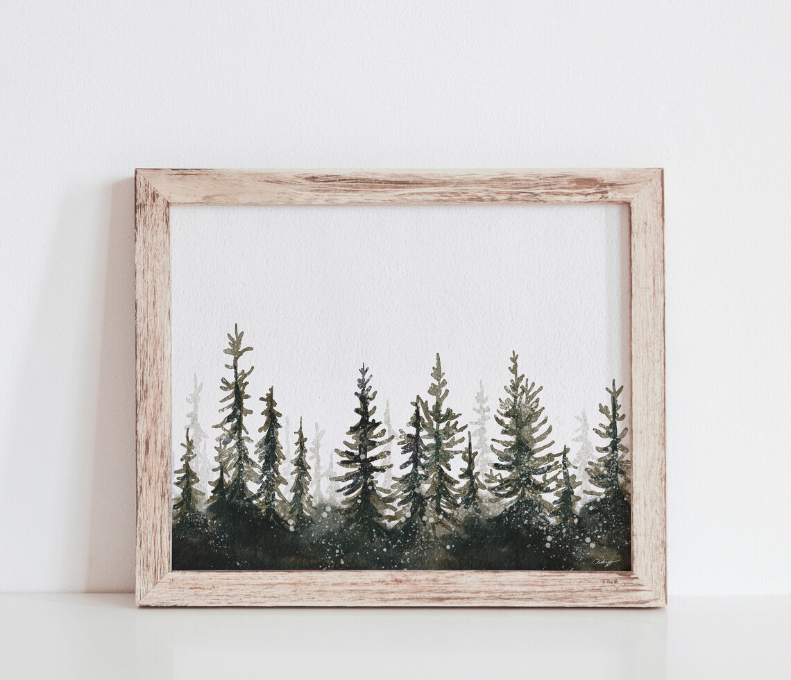Winter Trees Watercolor Landscape Art Print - Image 3