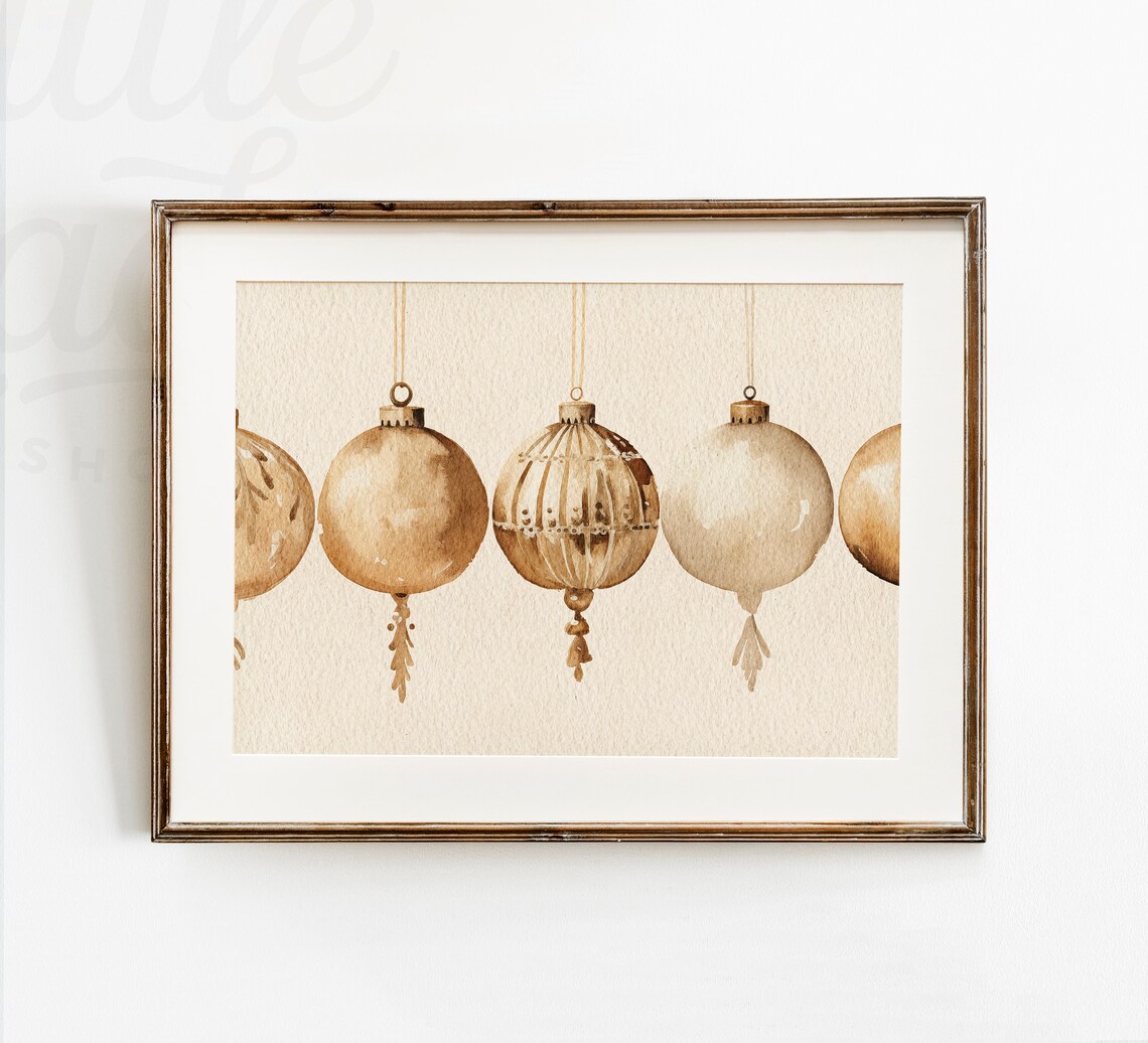 Vintage Christmas Gold Ornament Art Print - Image 3