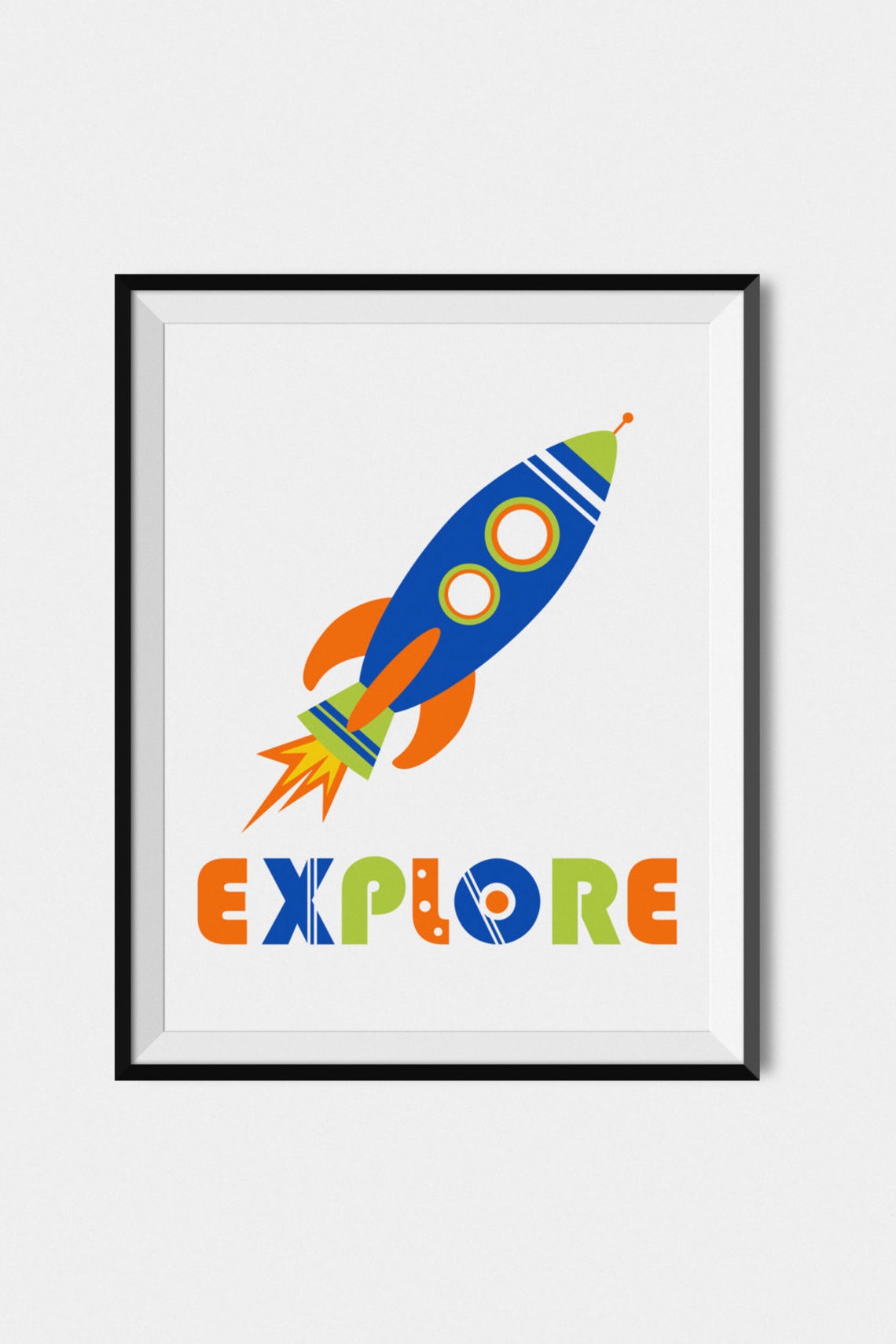 Colorful Rocket Explore Space Kids Nursery Wall Poster Boys Room Decor - Image 2