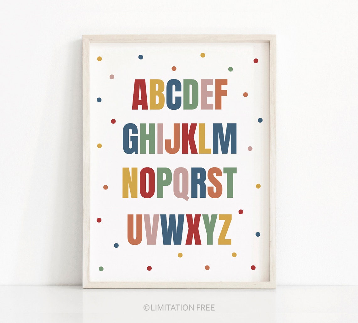 Alphabet ABC Print Colorful Kids Nursery Playroom Wall Art Poster