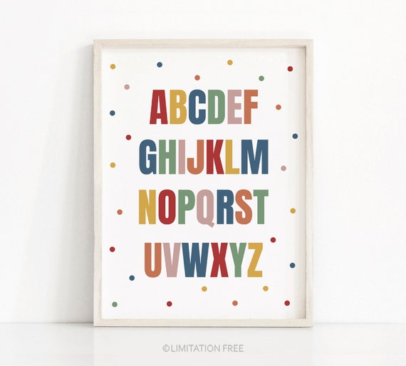 Alphabet Poster Childrens Playroom Art Abc Print Kids Room Decor Nursery Alphabet Wall Art Abc Playroom Print Nursery Print