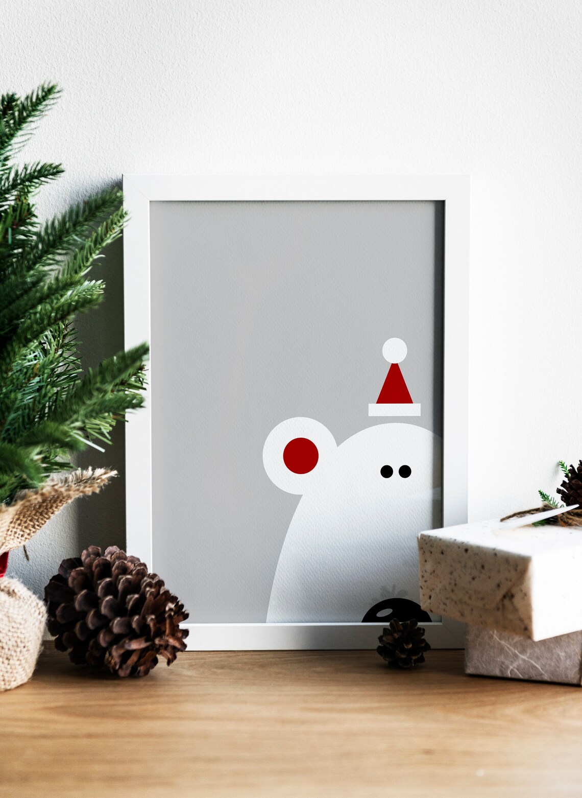 Polar Bear Christmas Art Print, Holiday Decor - Image 3