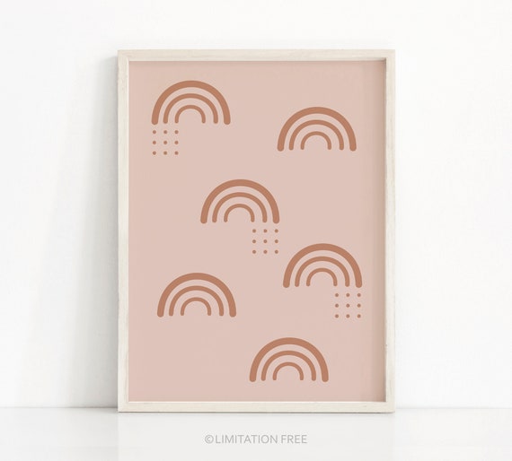 Pink Muted Rainbow Wall Art Kids Art Rainbow Nursery Print Rainbow Kids Poster Nursery Art Boho Nursery