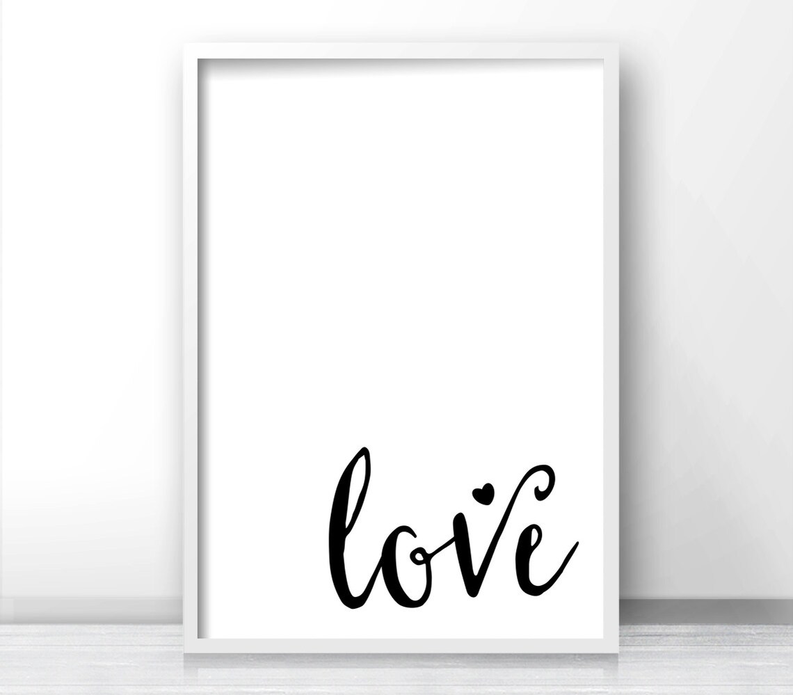 Love Typography Art Print, Black and White Minimalist - Image 4