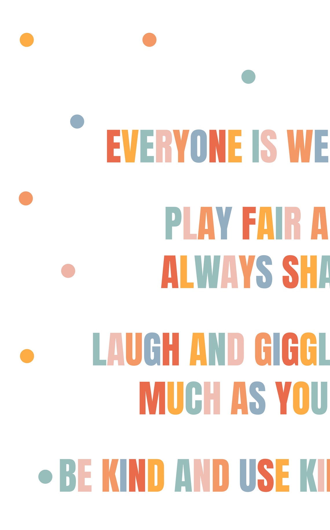 Playroom Rules Sign Colorful Kids Wall Art Nursery Room Print - Image 2